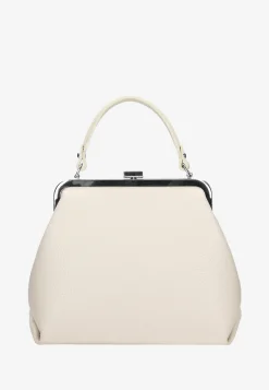 Beżowa skórzana torebka frame bag