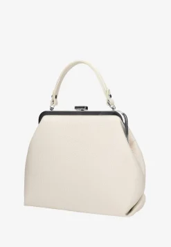Beżowa skórzana torebka frame bag
