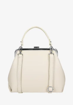 Beżowa skórzana torebka frame bag