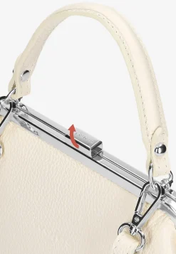 Beżowa skórzana torebka frame bag
