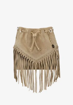 Beżowa torebka damska boho z frędzlami