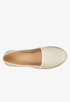 Beżowe ażurowe półbuty w stylu espadryli
