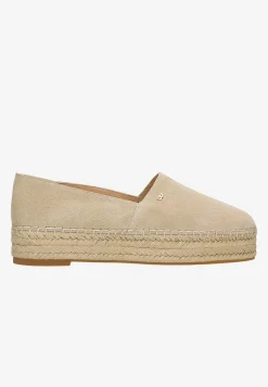 Beżowe espadryle damskie na platformie