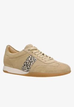Beżowe półbuty damskie ze wstawką w cętki