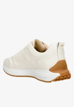 Beżowe sneakersy damskie z ozdobnymi tłoczeniami