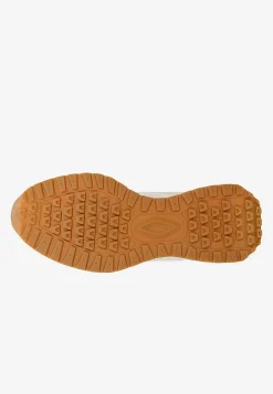 Beżowe sneakersy damskie z ozdobnymi tłoczeniami