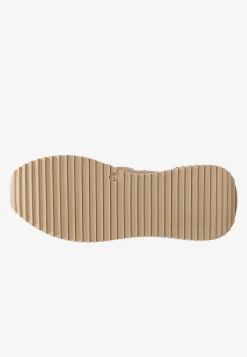 Beżowe sneakersy damskie z łączonych skór
