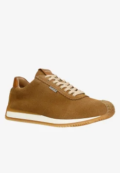Beżowe sneakersy z dwoiny welurowej