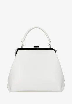 Biała skórzana torebka typu frame bag