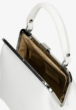 Biała skórzana torebka typu frame bag