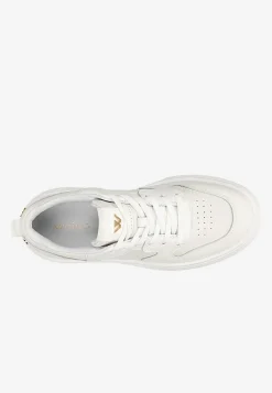 Białe skórzane sneakersy na wysokiej platformie