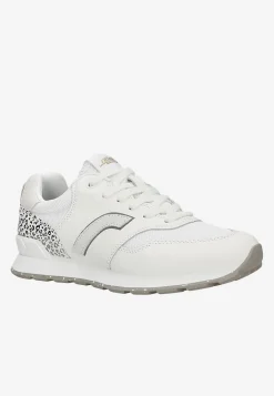 Białe sneakersy damskie RELAKS z aplikacją w srebrną panterkę