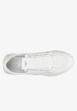 Białe sneakersy damskie ze złotymi elementami