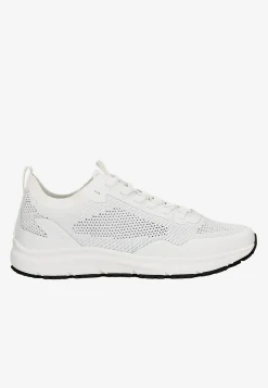 Białe sneakersy RELAKS z odblaskowym logo na pięcie