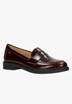 Bordowe skórzane mokasyny damskie z linii Comfort