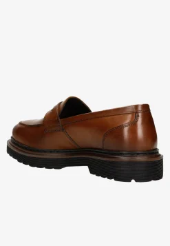 Brązowe skórzane mokasyny męskie penny loafers