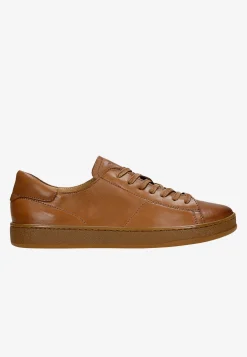 Brązowe skórzane trampki damskie