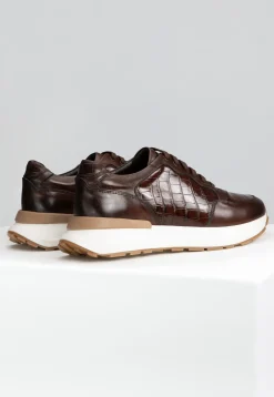 Brązowe sneakersy męskie PREMIUM z tłoczeniem