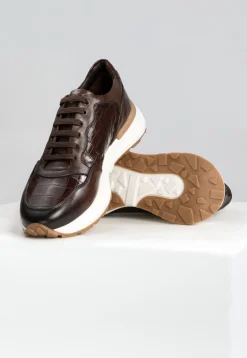 Brązowe sneakersy męskie PREMIUM z tłoczeniem