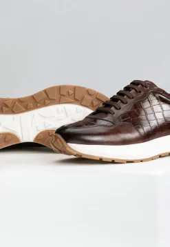 Brązowe sneakersy męskie PREMIUM z tłoczeniem