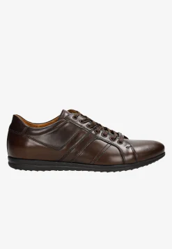 Brązowe sneakersy męskie wykonane ze skóry licowej