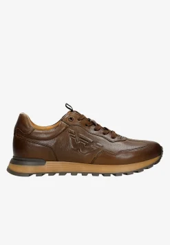 Brązowe sneakersy męskie ze skóry licowej