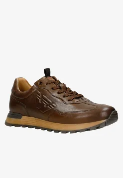 Brązowe sneakersy męskie ze skóry licowej