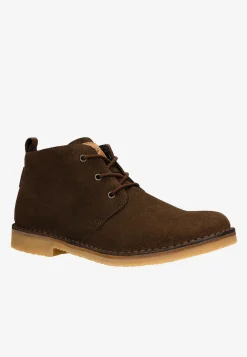 Brązowe trzewiki męskie typu desert boots z dwoiny welurowej