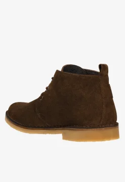 Brązowe trzewiki męskie typu desert boots z dwoiny welurowej