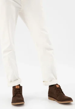 Brązowe trzewiki męskie typu desert boots z dwoiny welurowej