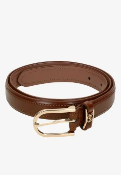 Brązowy pasek damski ze skóry licowej