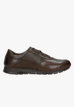 Ciemnobrązowe sneakersy męskie ze skóry licowej