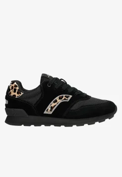 Czarne damskie sneakersy z panterką RELAKS