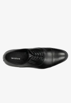 Czarne eleganckie półbuty męskie quarter brogue