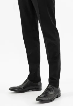 Czarne eleganckie półbuty męskie quarter brogue
