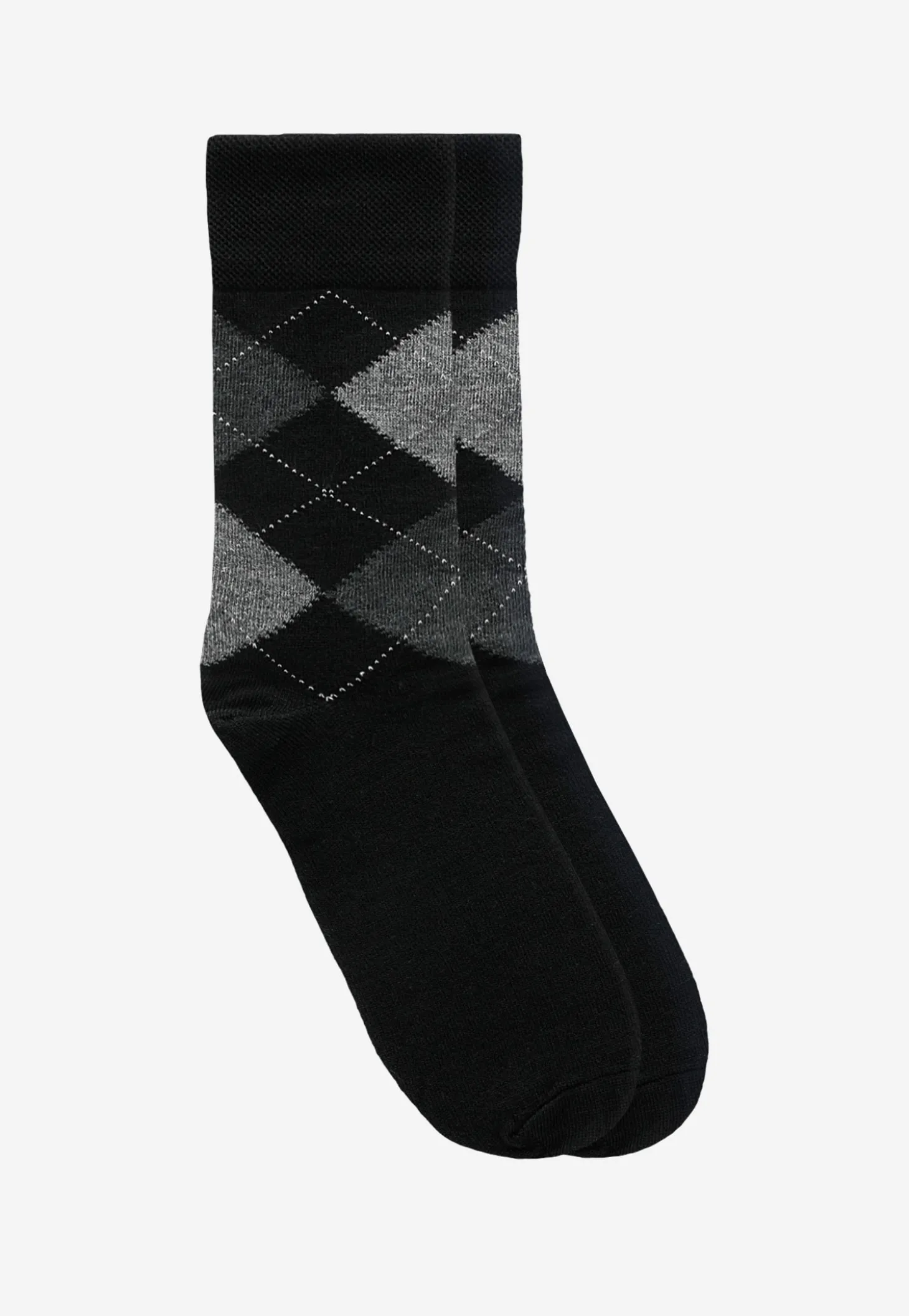 Czarne eleganckie skarpety w popielate romby