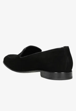 Czarne loafersy męskie z weluru