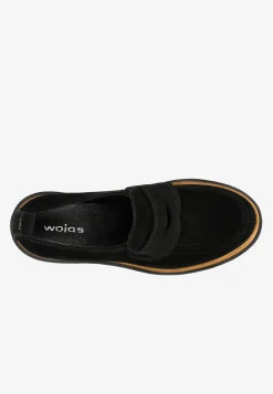 Czarne mokasyny damskie penny loafers w stylu casual