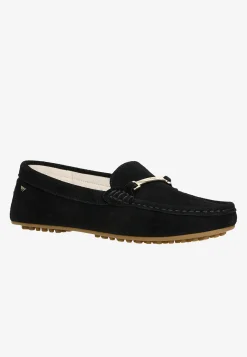 Czarne mokasyny damskie typu car shoes