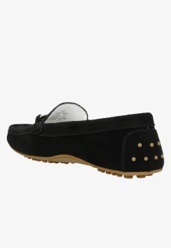 Czarne mokasyny damskie typu car shoes