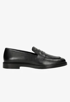 Czarne skórzane mokasyny damskie penny loafers