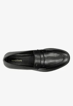 Czarne skórzane mokasyny damskie penny loafers