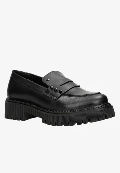 Czarne skórzane mokasyny penny loafers