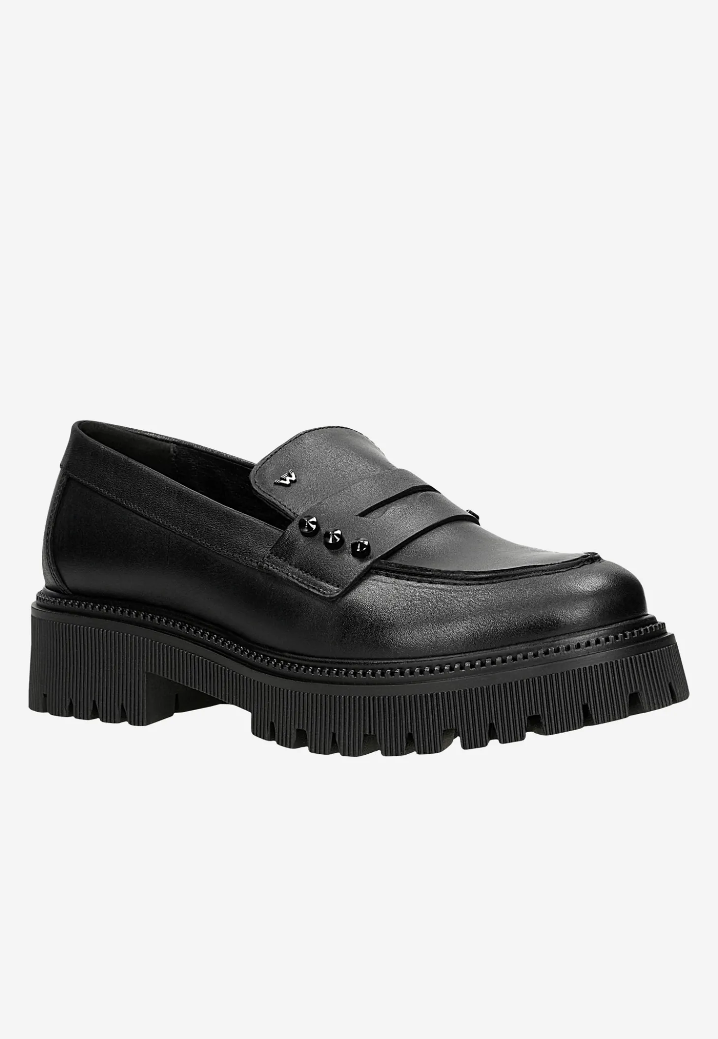 Czarne skórzane mokasyny penny loafers