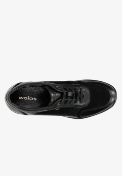 Czarne sneakersy damskie ze złotymi elementami