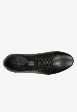 Czarne sneakersy meskie z ozdobnymi przeszyciami