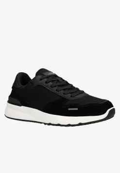 Czarne sneakersy męskie RELAKS na białej podeszwie