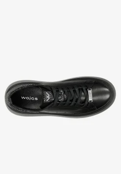 Czarne trampki na lekkiej wysokiej podeszwie