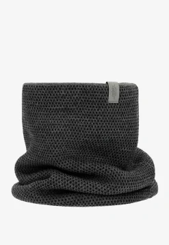 Czarno-popielaty zestaw z wełny merino czapka + komin z ciekawą fakturą
