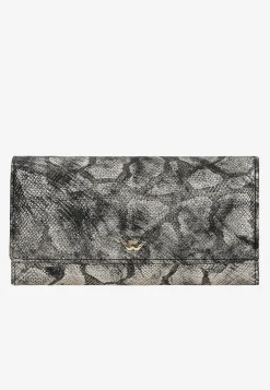 Duży czarno-złoty portfel damski w zwierzęcy print